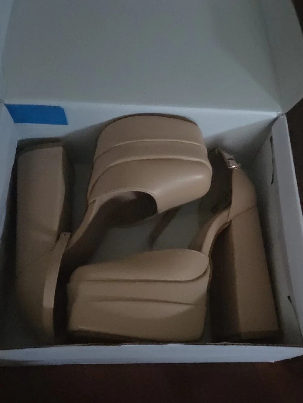 Chunky Platform Mary Jane Pump in Light Beige